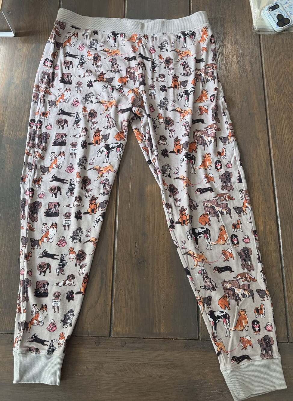 Vera Bradley Dog Print Pajama Lounge Pants Size L Gray Cotton